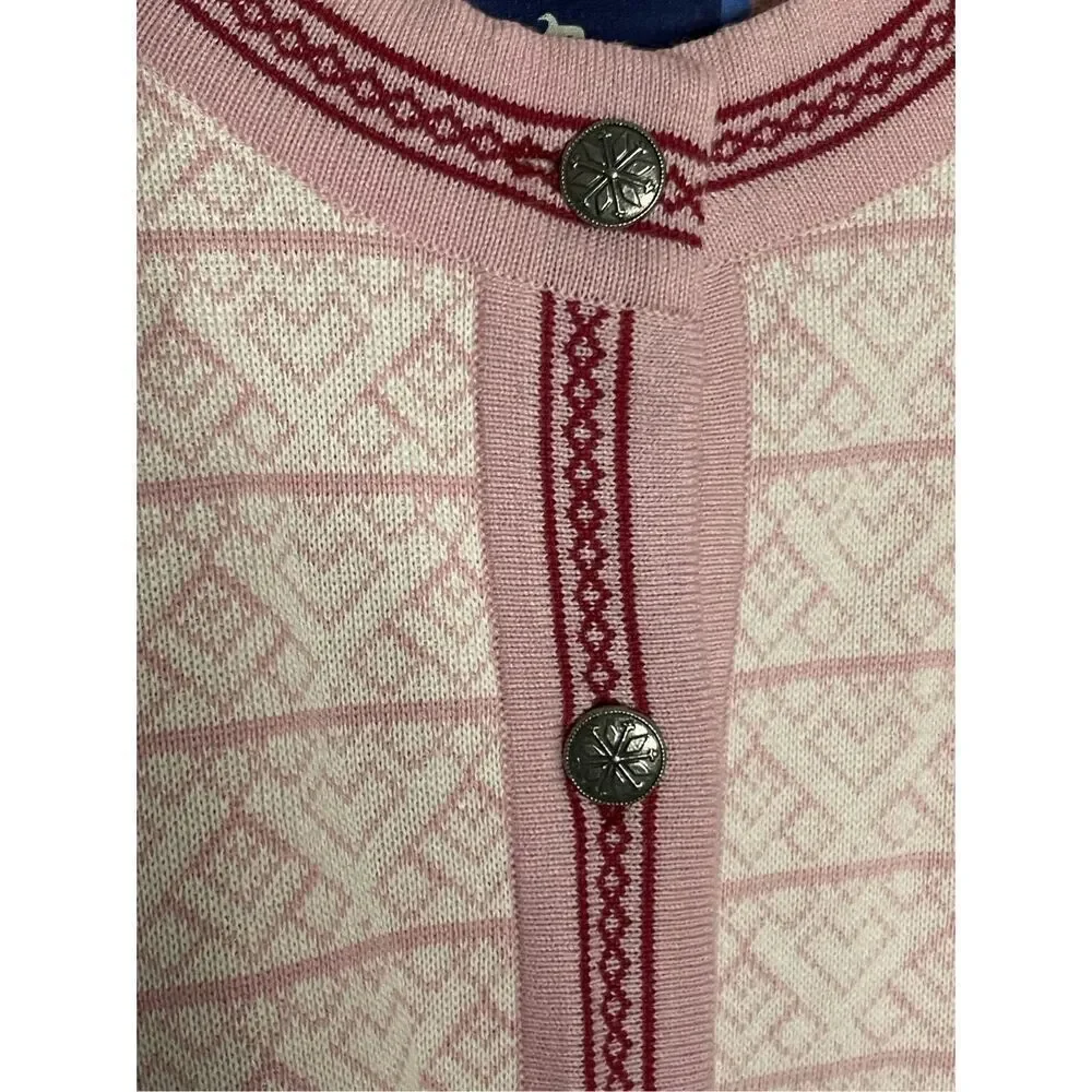 Icewear Icelandic Cardigan White Pink Nordic 100% Cotton Knit Sweater